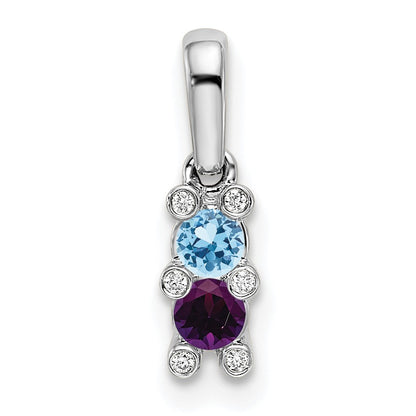 14K White Gold Family Jewelry Diamond Semi-Set Pendant
