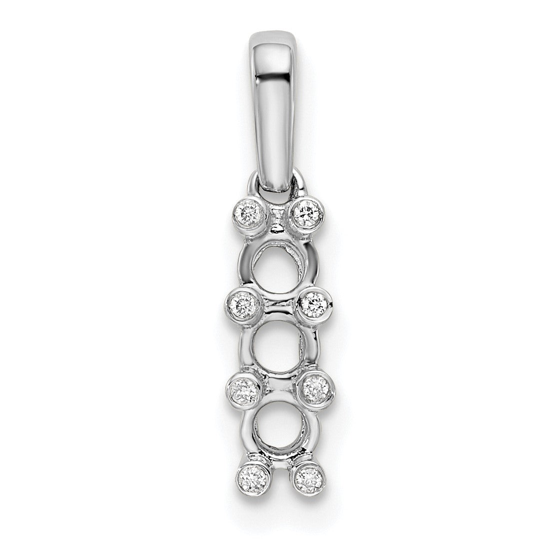 14K White Gold Family Jewelry Diamond Semi-Set Pendant
