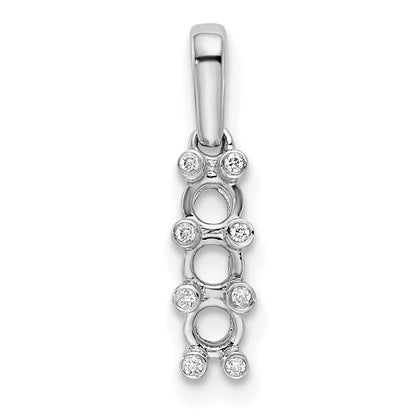 14K White Gold Family Jewelry Diamond Semi-Set Pendant