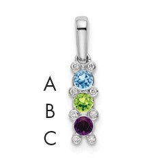 14K White Gold Family Jewelry Diamond Semi-Set Pendant