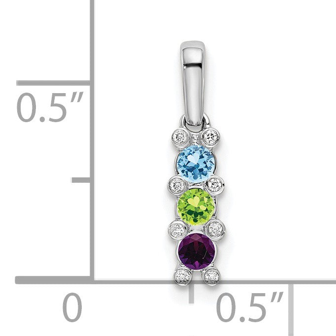 14K White Gold Family Jewelry Diamond Semi-Set Pendant