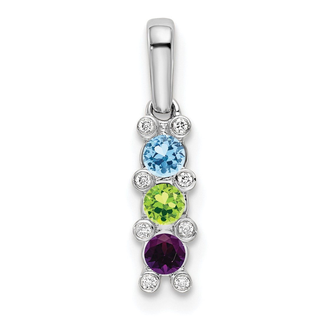 14K White Gold Family Jewelry Diamond Semi-Set Pendant