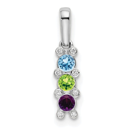 14K White Gold Family Jewelry Diamond Semi-Set Pendant