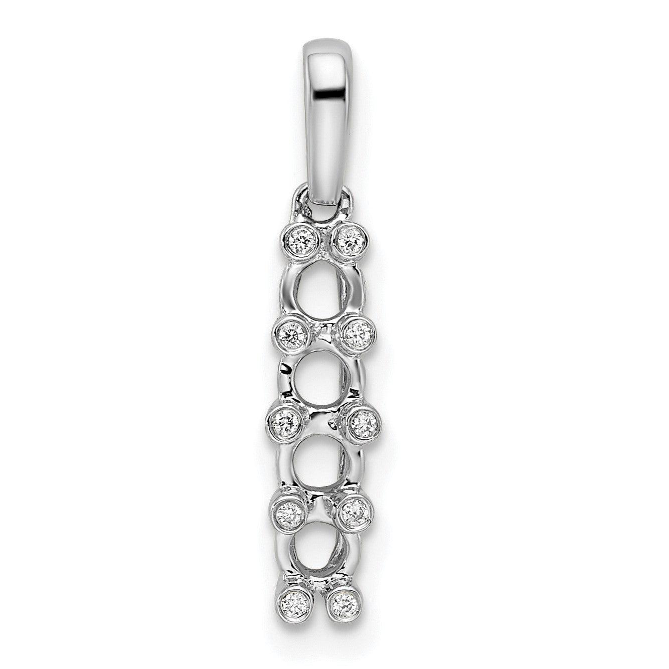 14K White Gold Family Jewelry Diamond Semi-Set Pendant