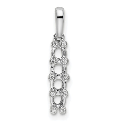 14K White Gold Family Jewelry Diamond Semi-Set Pendant