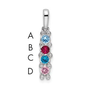 14K White Gold Family Jewelry Diamond Semi-Set Pendant