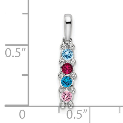 14K White Gold Family Jewelry Diamond Semi-Set Pendant