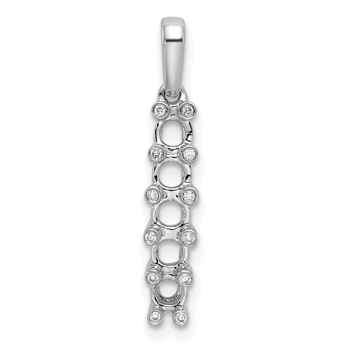 14K White Gold Family Jewelry Diamond Semi-Set Pendant
