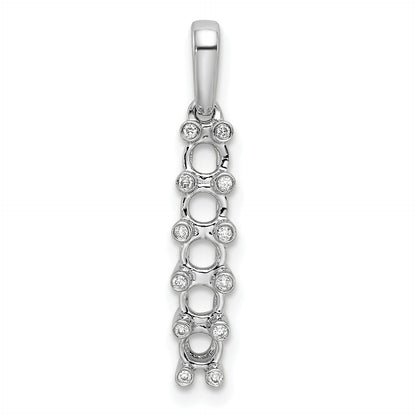 14K White Gold Family Jewelry Diamond Semi-Set Pendant