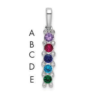 14K White Gold Family Jewelry Diamond Semi-Set Pendant
