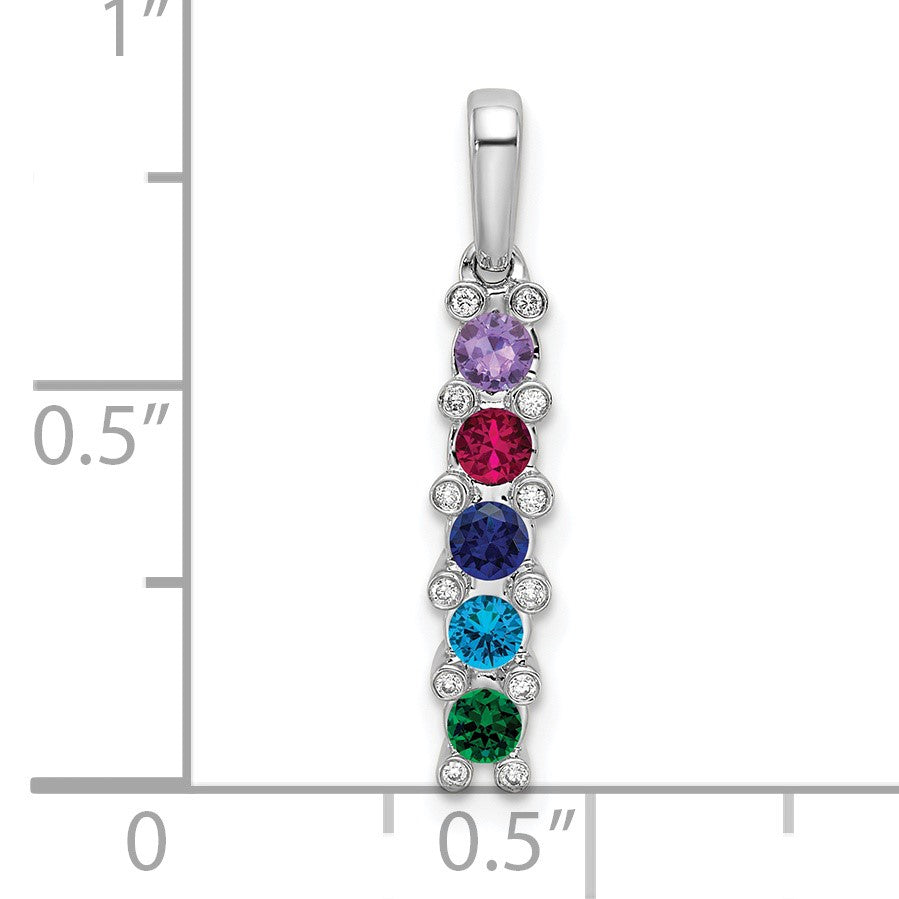 14K White Gold Family Jewelry Diamond Semi-Set Pendant