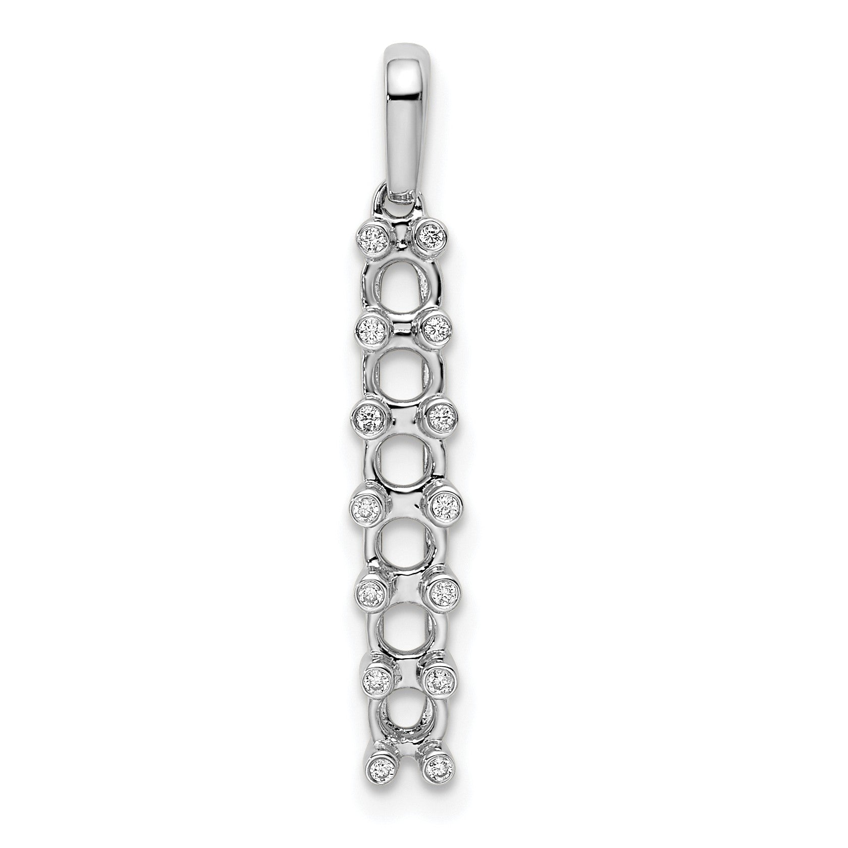 14K White Gold Family Jewelry Diamond Semi-Set Pendant