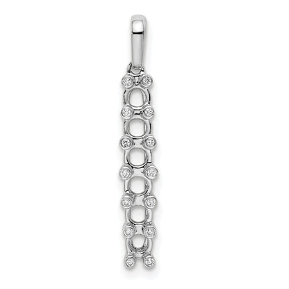 14K White Gold Family Jewelry Diamond Semi-Set Pendant