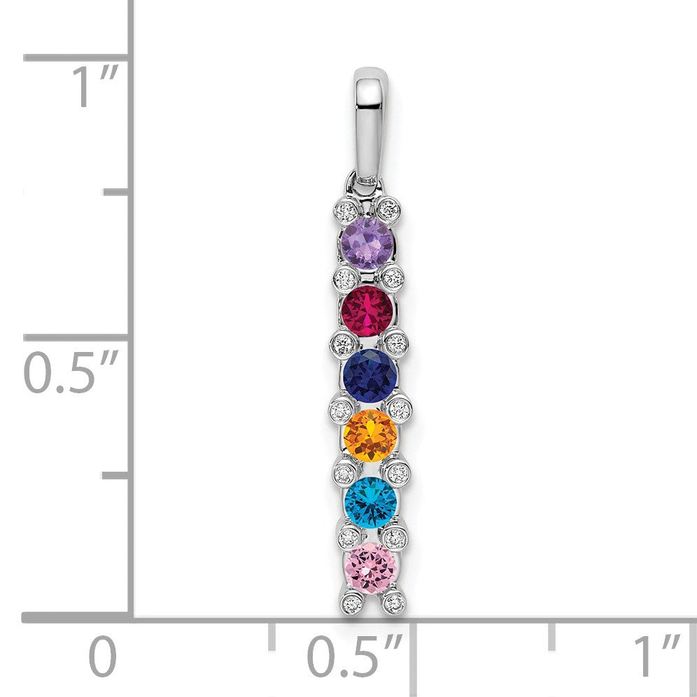 14K White Gold Family Jewelry Diamond Semi-Set Pendant