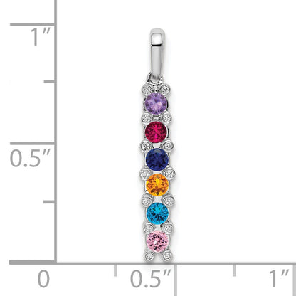 14K White Gold Family Jewelry Diamond Semi-Set Pendant