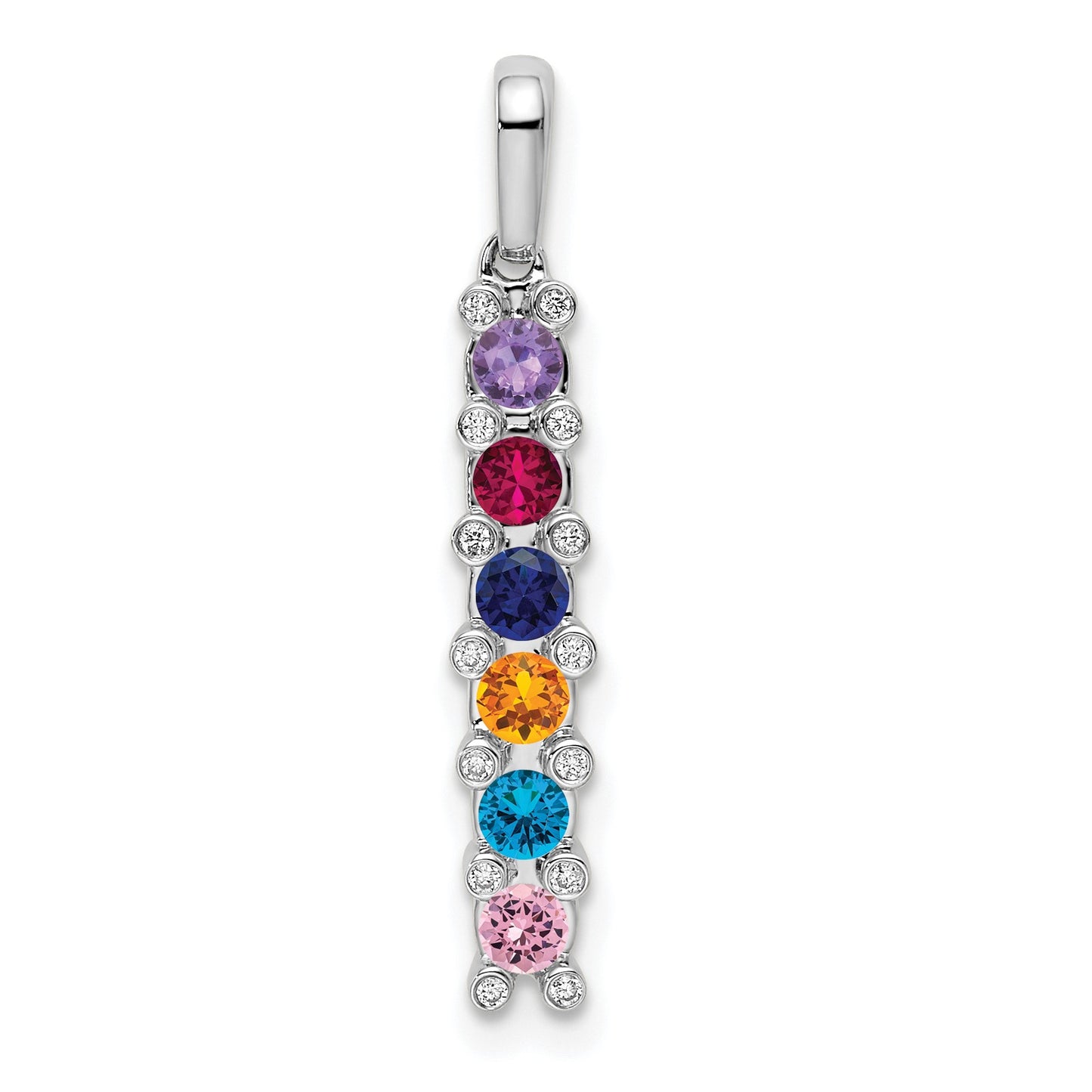 14K White Gold Family Jewelry Diamond Semi-Set Pendant