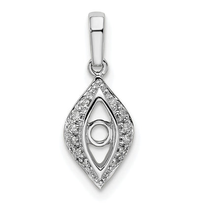 14K White Gold Family Jewelry Diamond Semi-Set Pendant