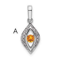 14K White Gold Family Jewelry Diamond Semi-Set Pendant