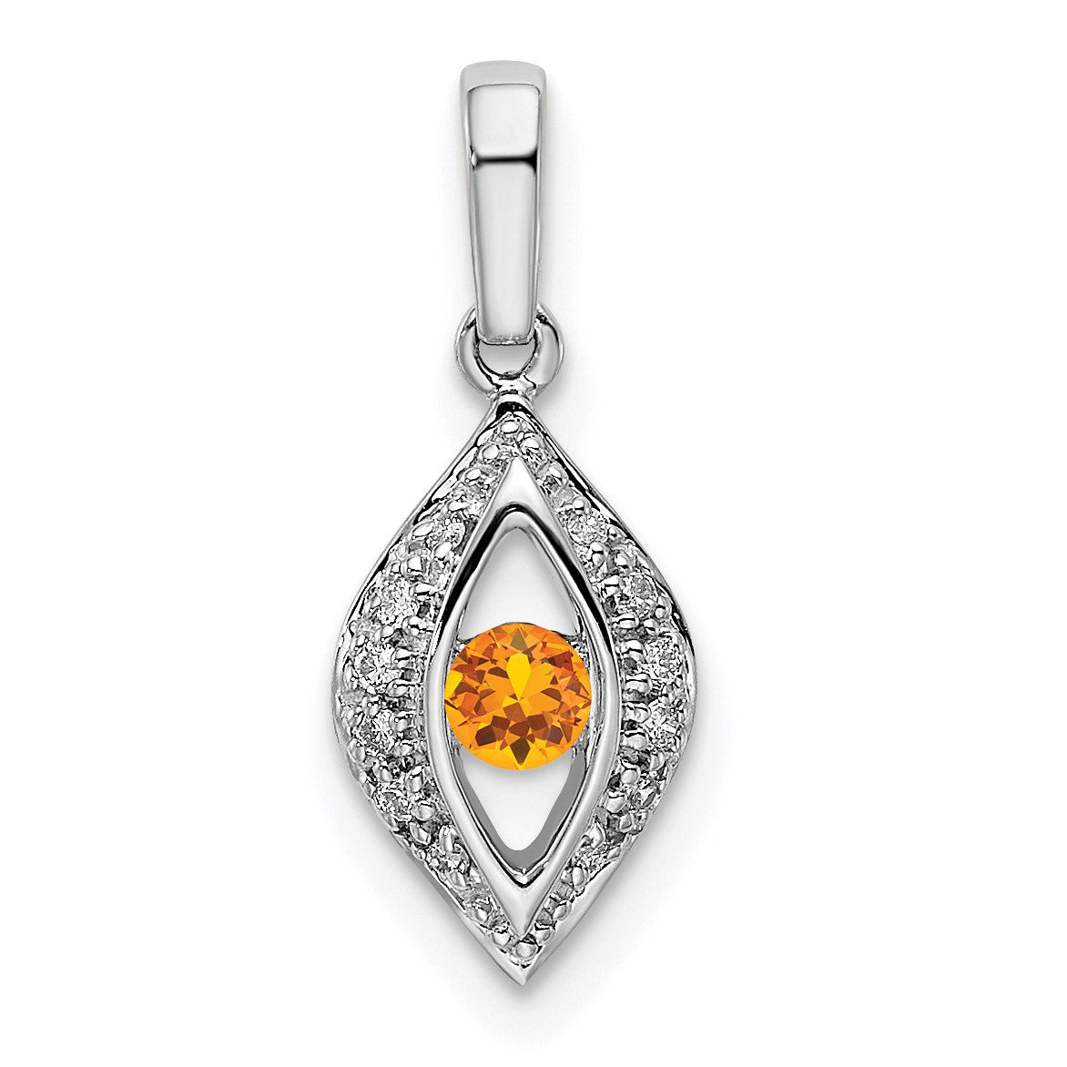 14K White Gold Family Jewelry Diamond Semi-Set Pendant