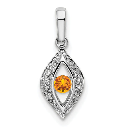 14K White Gold Family Jewelry Diamond Semi-Set Pendant