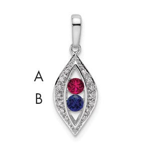 14K White Gold Family Jewelry Diamond Semi-Set Pendant