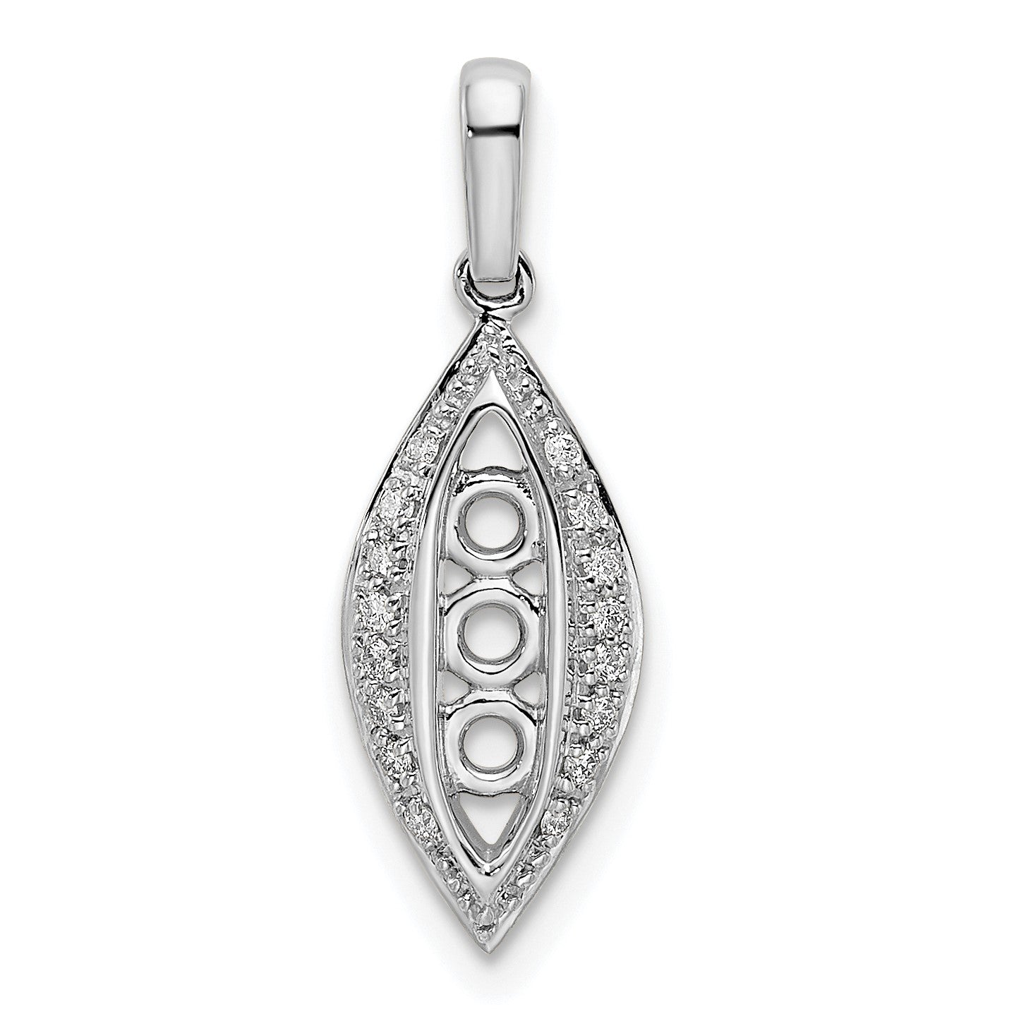 14K White Gold Family Jewelry Diamond Semi-Set Pendant