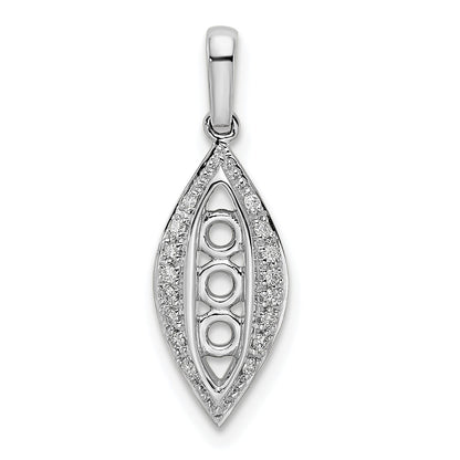 14K White Gold Family Jewelry Diamond Semi-Set Pendant