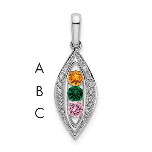 14K White Gold Family Jewelry Diamond Semi-Set Pendant