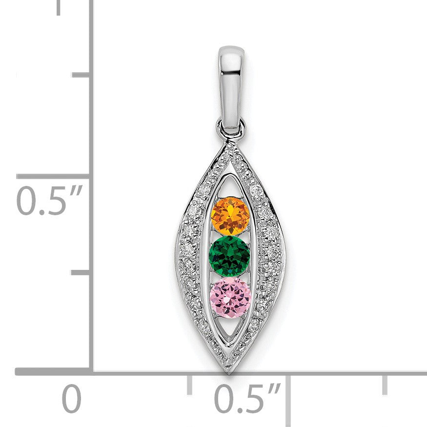 14K White Gold Family Jewelry Diamond Semi-Set Pendant