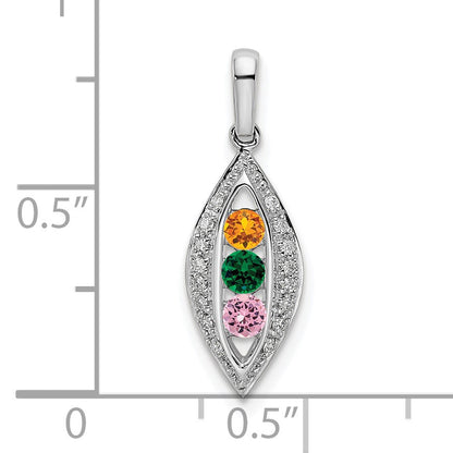 14K White Gold Family Jewelry Diamond Semi-Set Pendant