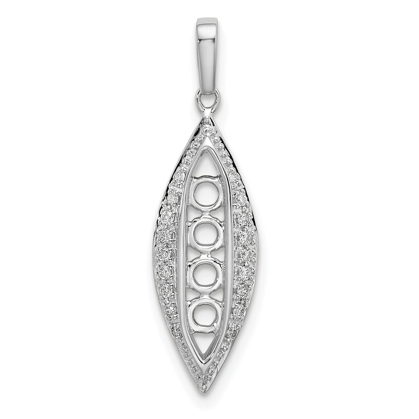 14K White Gold Family Jewelry Diamond Semi-Set Pendant