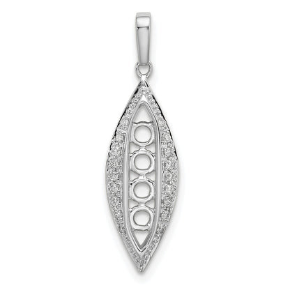 14K White Gold Family Jewelry Diamond Semi-Set Pendant