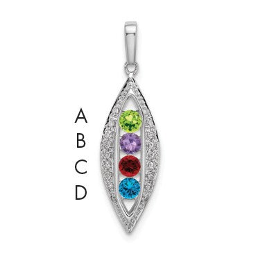 14K White Gold Family Jewelry Diamond Semi-Set Pendant