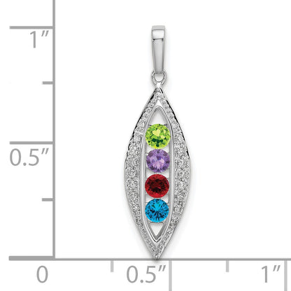 14K White Gold Family Jewelry Diamond Semi-Set Pendant