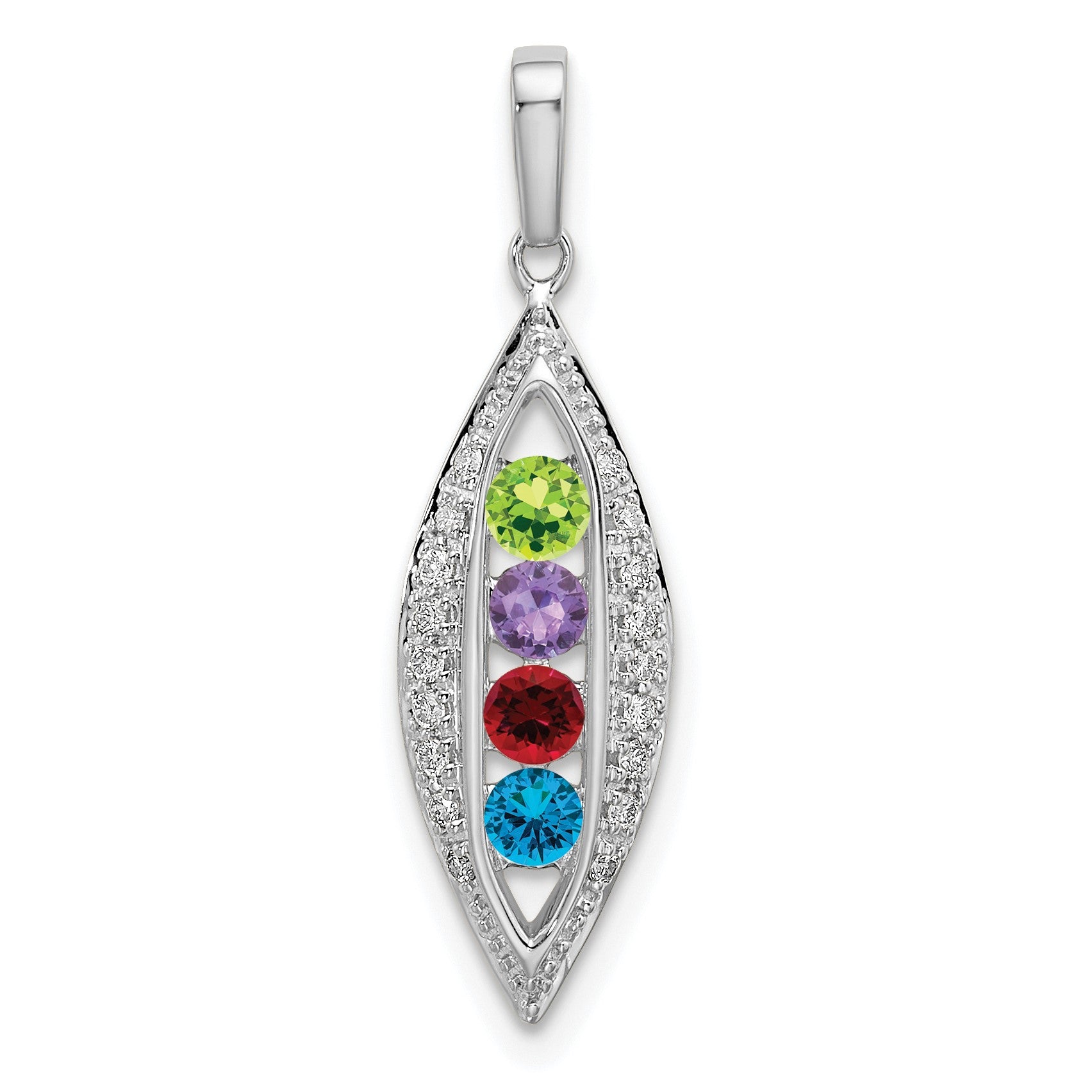 14K White Gold Family Jewelry Diamond Semi-Set Pendant