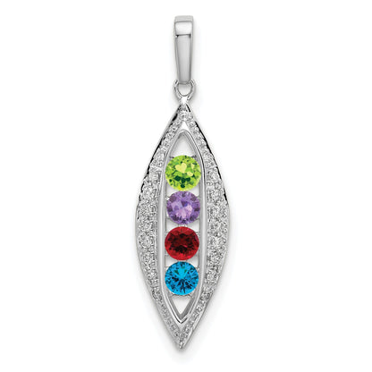 14K White Gold Family Jewelry Diamond Semi-Set Pendant