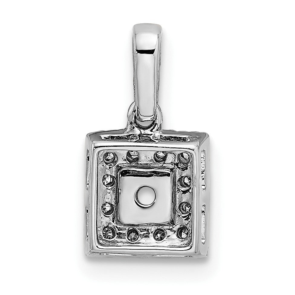 14K White Gold Family Jewelry Diamond Semi-Set Pendant