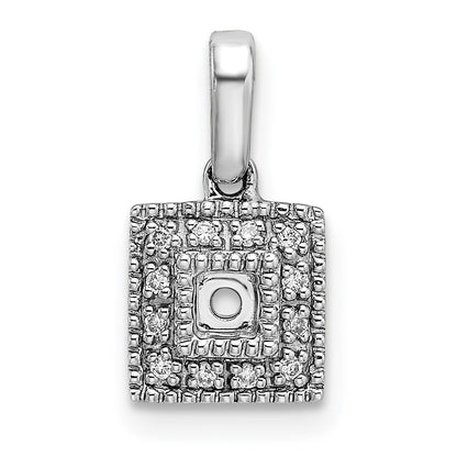 14K White Gold Family Jewelry Diamond Semi-Set Pendant