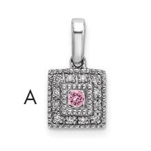 14K White Gold Family Jewelry Diamond Semi-Set Pendant