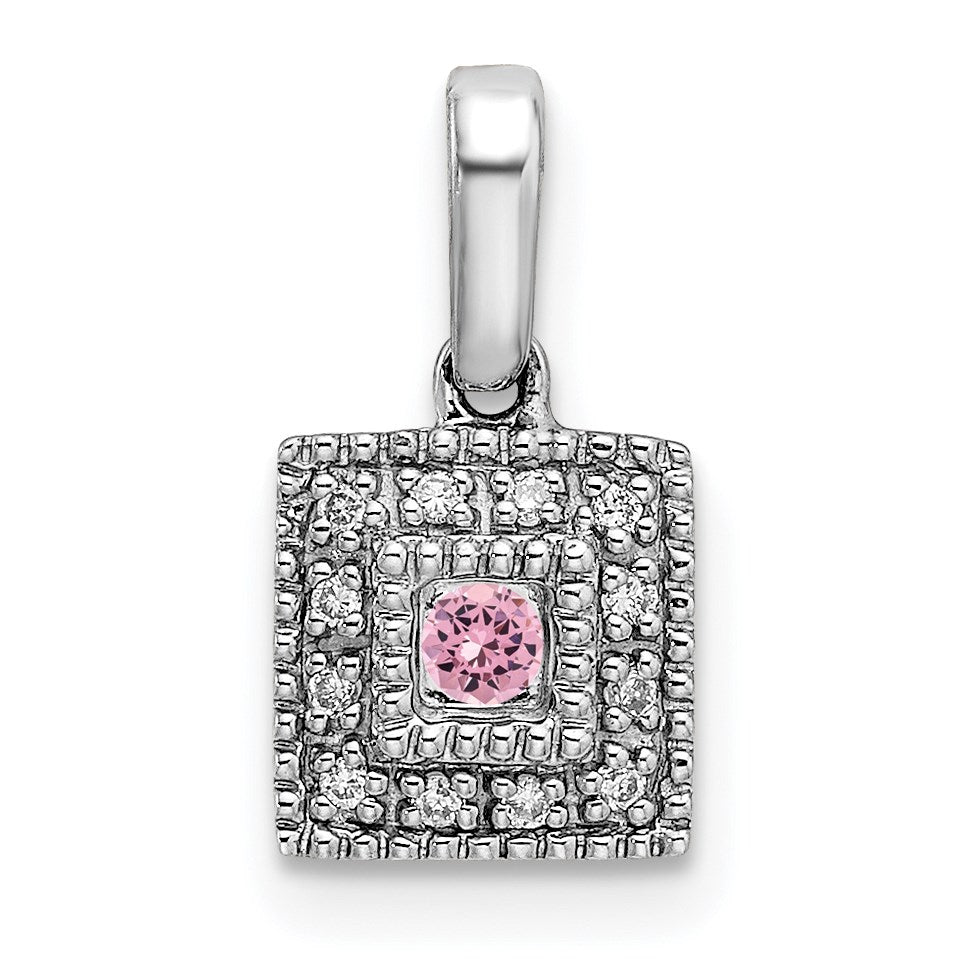 14K White Gold Family Jewelry Diamond Semi-Set Pendant