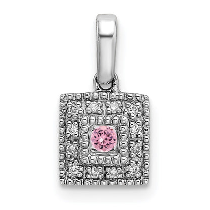 14K White Gold Family Jewelry Diamond Semi-Set Pendant
