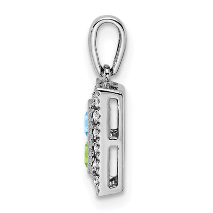 14K White Gold Family Jewelry Diamond Semi-Set Pendant