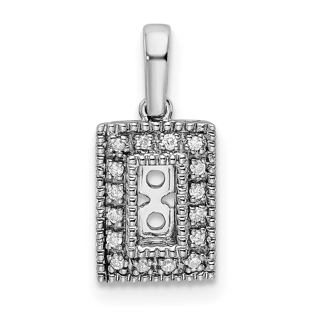14K White Gold Family Jewelry Diamond Semi-Set Pendant