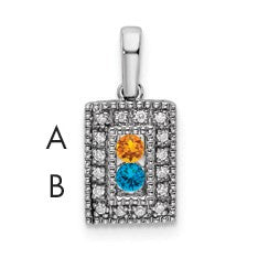14K White Gold Family Jewelry Diamond Semi-Set Pendant
