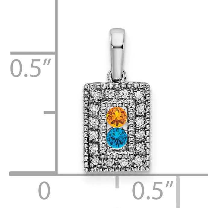14K White Gold Family Jewelry Diamond Semi-Set Pendant