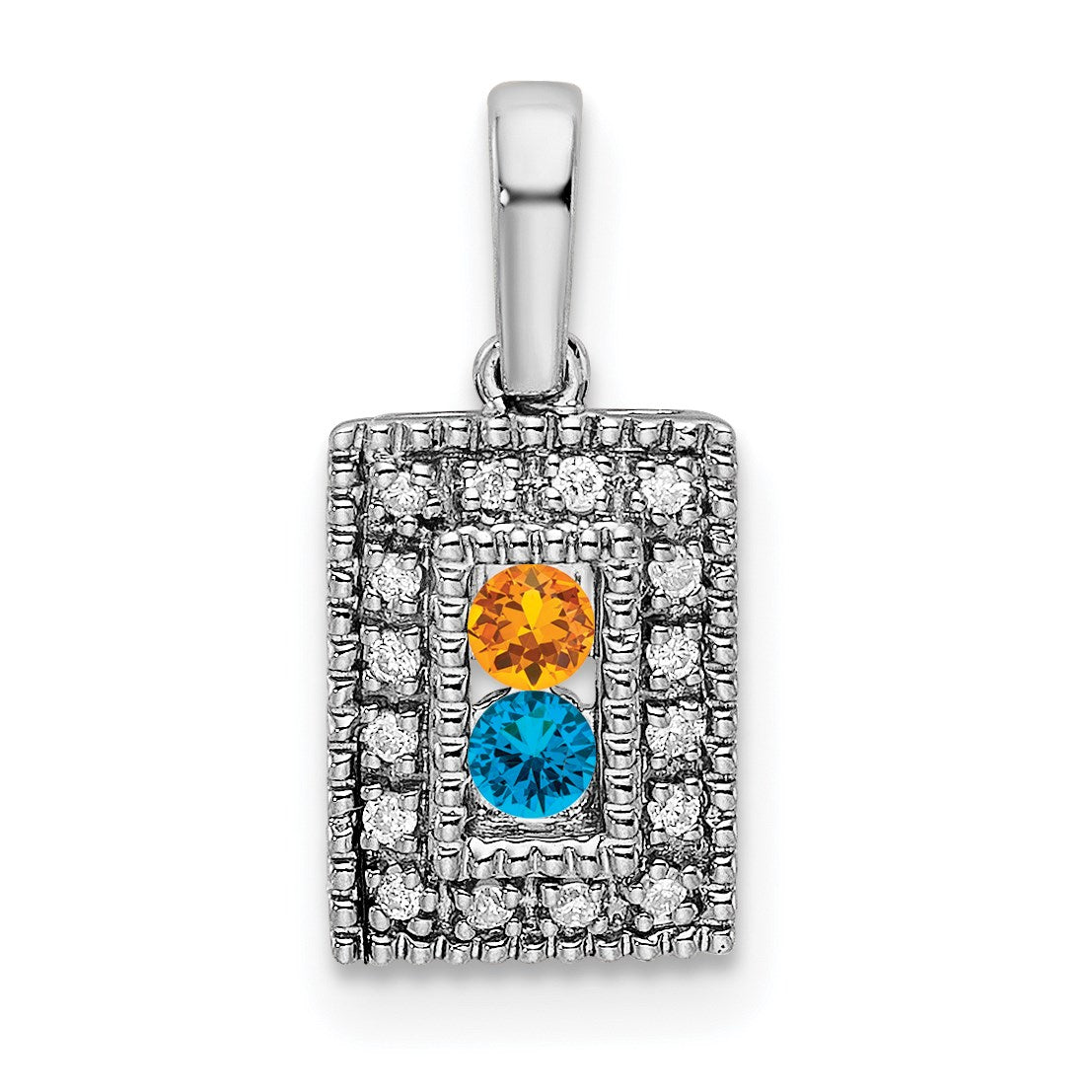 14K White Gold Family Jewelry Diamond Semi-Set Pendant