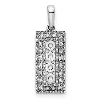 14K White Gold Family Jewelry Diamond Semi-Set Pendant