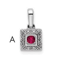 14K White Gold Family Jewelry Diamond Semi-Set Pendant