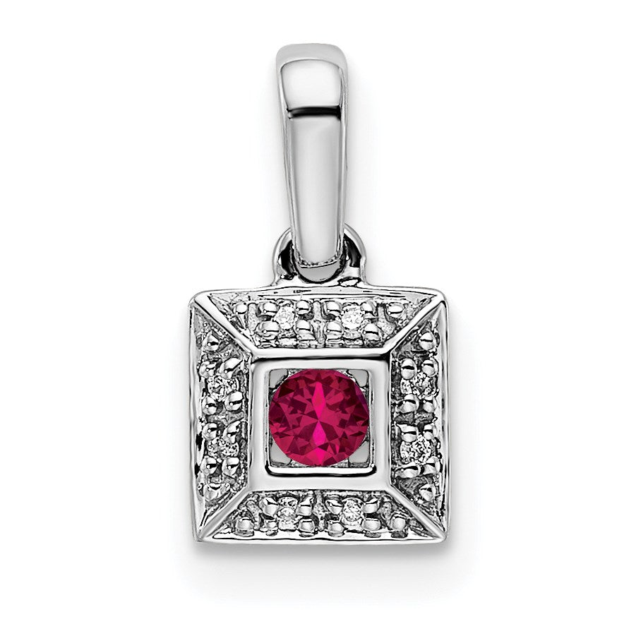 14K White Gold Family Jewelry Diamond Semi-Set Pendant