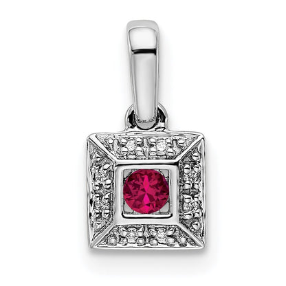 14K White Gold Family Jewelry Diamond Semi-Set Pendant